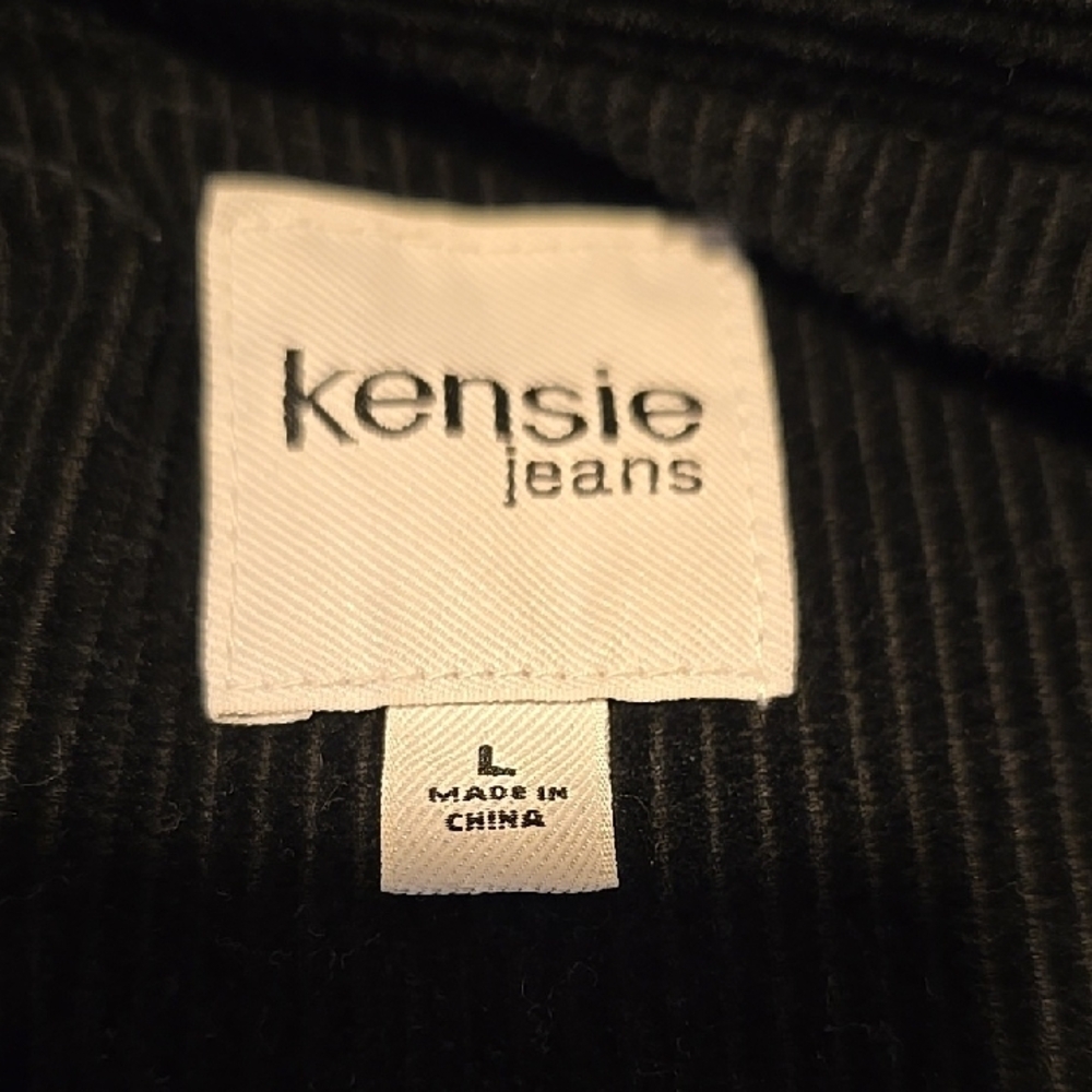 Kensie Black Cabincore Corduroy Shirt Jacket L - Picture 2 of 4